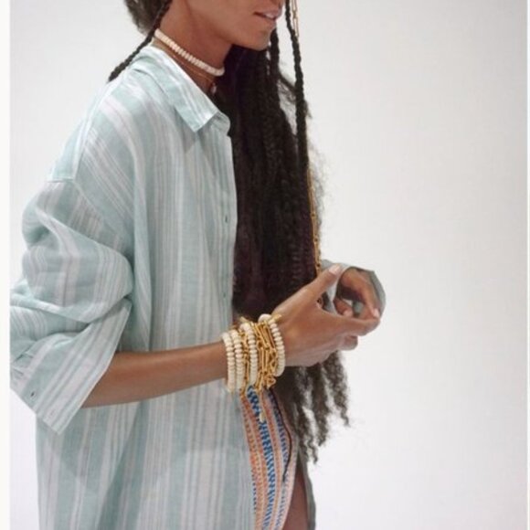 Lemlem x H&M Pure Linen Stripe Beach Coverup or Shirt - Picture 9 of 9